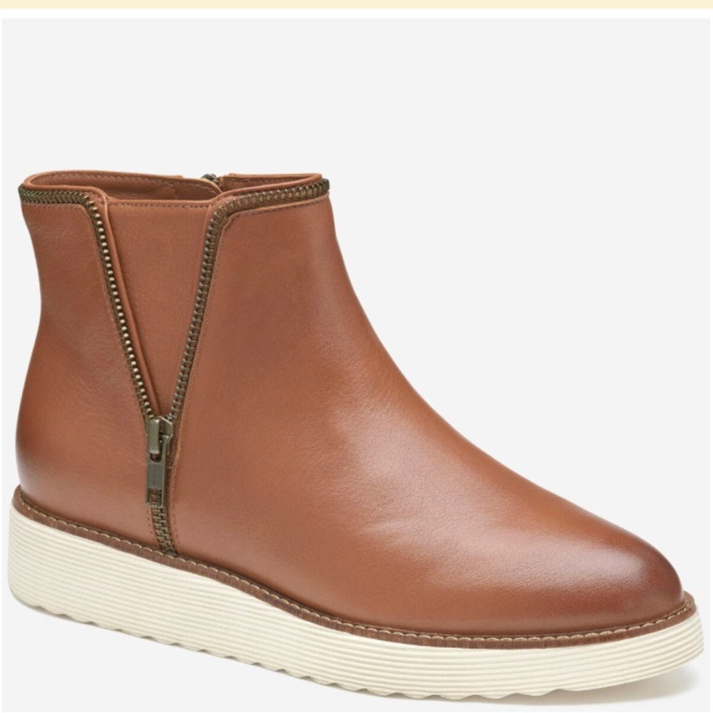 Johnston & Murphy Tan Ankle Booties with Zipper